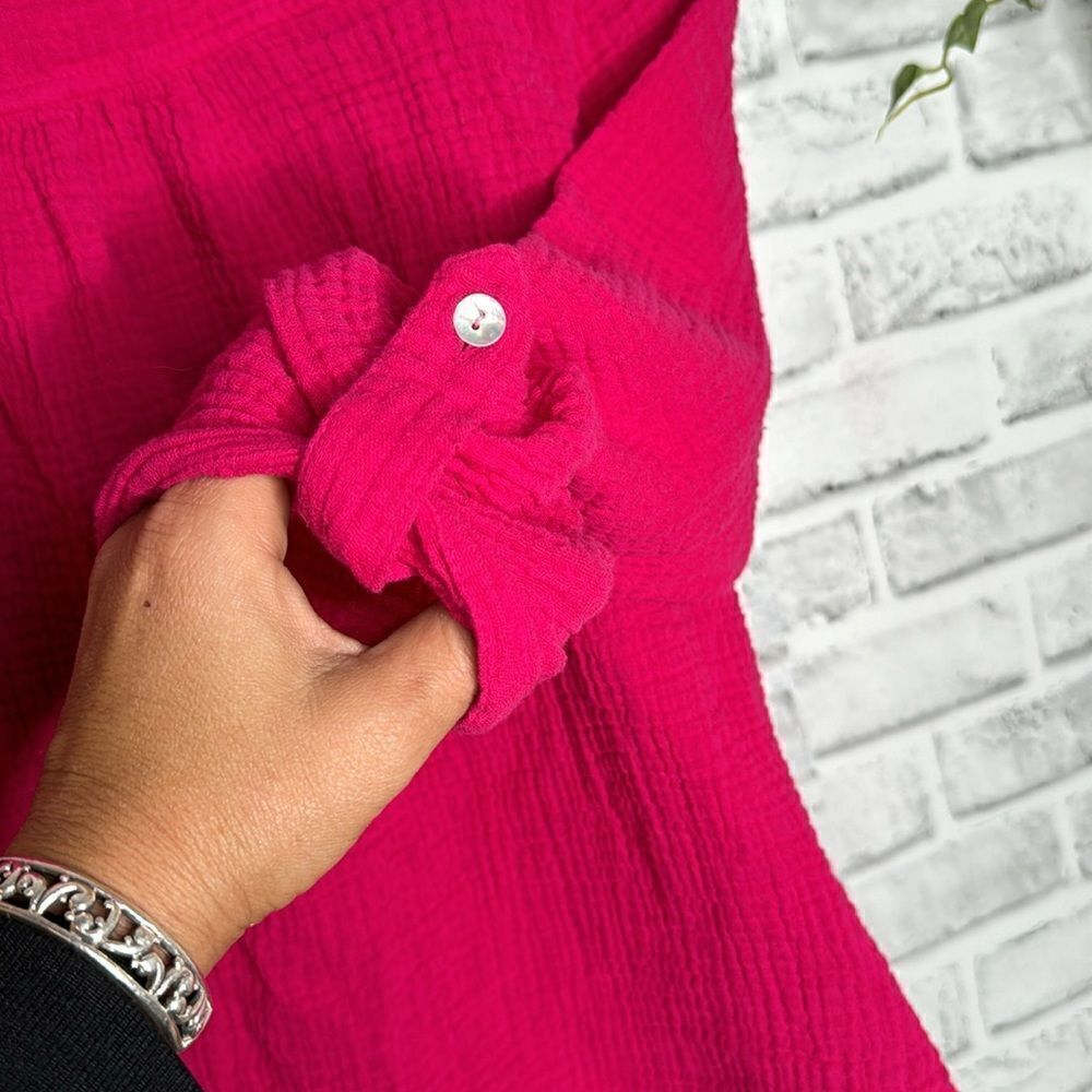 Ruby Rd Boho Top, Red With White Cruelwork Detail… - image 5